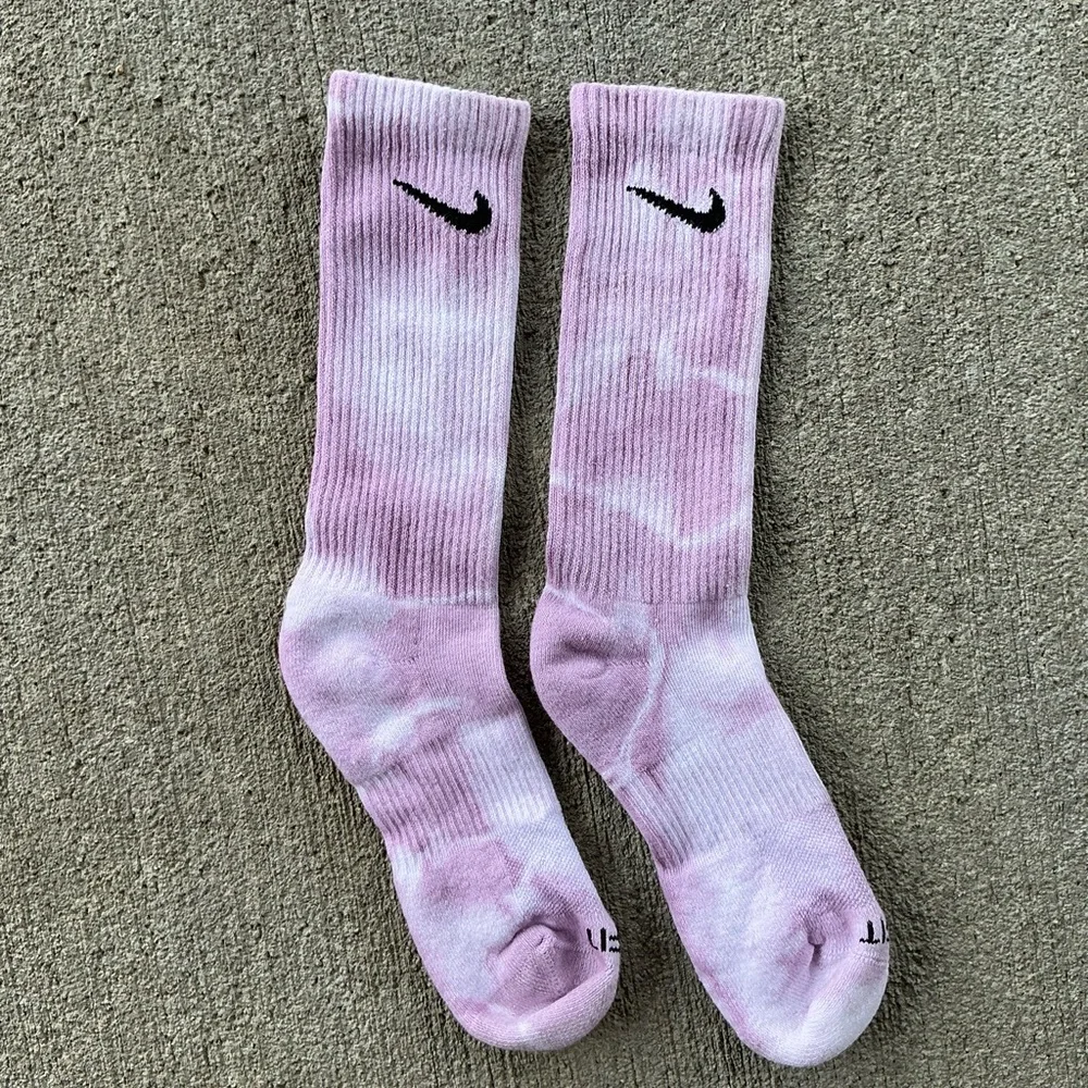 2 Nike tie dye socks. Pink & blue and purple